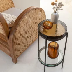 Bout De Canapé & Sellette<Made in Meubles Bout de canapé plateau en verre fumé Lise