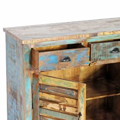 Buffet<Made in Meubles Buffet à  lattes en bois coloré Ethnik