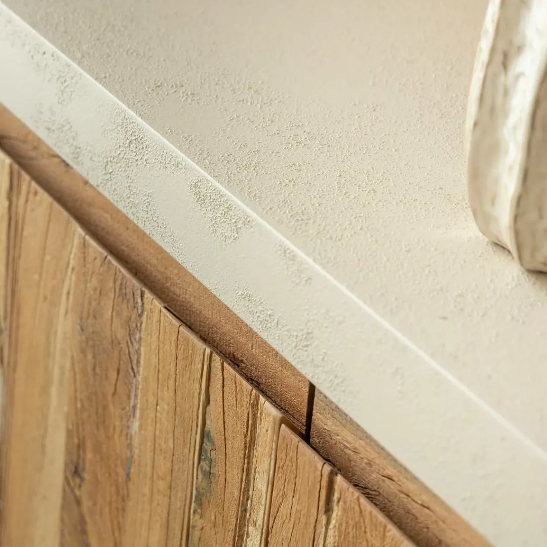 Buffet<Made in Meubles Buffet 2 portes avec étagères en bois effet béton et bois recyclé Dalva