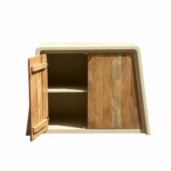Buffet<Made in Meubles Buffet 2 portes en bois d'acacia et bois effet béton Dalva