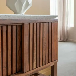 Buffet|Meuble Sous Vasque<Made in Meubles Buffet 2 portes en bois d'acacia et terrazzo Kaelis