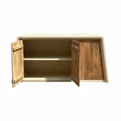 Buffet<Made in Meubles Buffet 3 portes en bois d'acacia et bois effet béton Dalva
