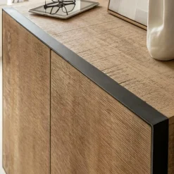 Buffet<Made in Meubles Buffet 2 portes en bois de manguier et métal Isil