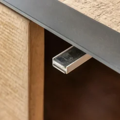 Buffet<Made in Meubles Buffet 2 portes en bois de manguier et métal Isil