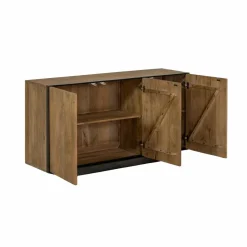 Buffet<Made in Meubles Buffet 3 portes en bois de manguier et métal Isil