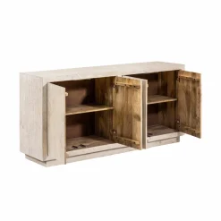 Buffet<Made in Meubles Buffet 4 portes en bois de manguier blanchi Alison