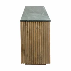 Buffet<Made in Meubles Buffet 4 portes en bois de manguier et marbre Betty