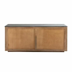 Buffet<Made in Meubles Buffet 4 portes en bois de manguier et marbre Betty