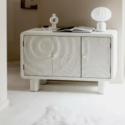 Buffet<Made in Meubles Buffet 3 portes en bois effet béton blanc Danaé