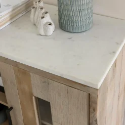 Buffet<Made in Meubles Buffet 2 portes en bois recyclé et marbre Damian