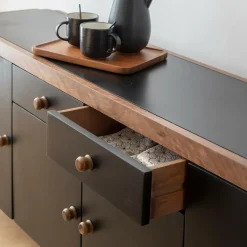 Buffet<Made in Meubles Buffet arrondi en bois de manguier Romy