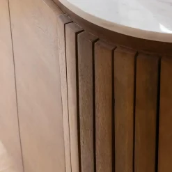 Buffet<Made in Meubles Buffet arrondi en bois de manguier et marbre Sienne