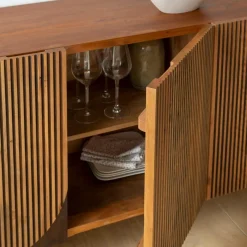 Buffet<Made in Meubles Buffet arrondi en bois de manguier Lise