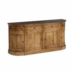 Buffet<Made in Meubles Buffet arrondi en vieux pin et pierre bleue Garance