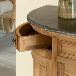 Buffet<Made in Meubles Buffet arrondi en vieux pin et pierre bleue Garance