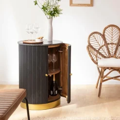 Buffet|Meuble Bar<Made in Meubles Buffet bar en bois de manguier et marbre Isaac