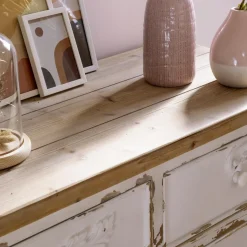 Buffet<Made in Meubles Buffet blanc en pin massif brossé Bastille