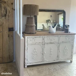 Buffet<Made in Meubles Buffet blanc en pin massif brossé Bastille