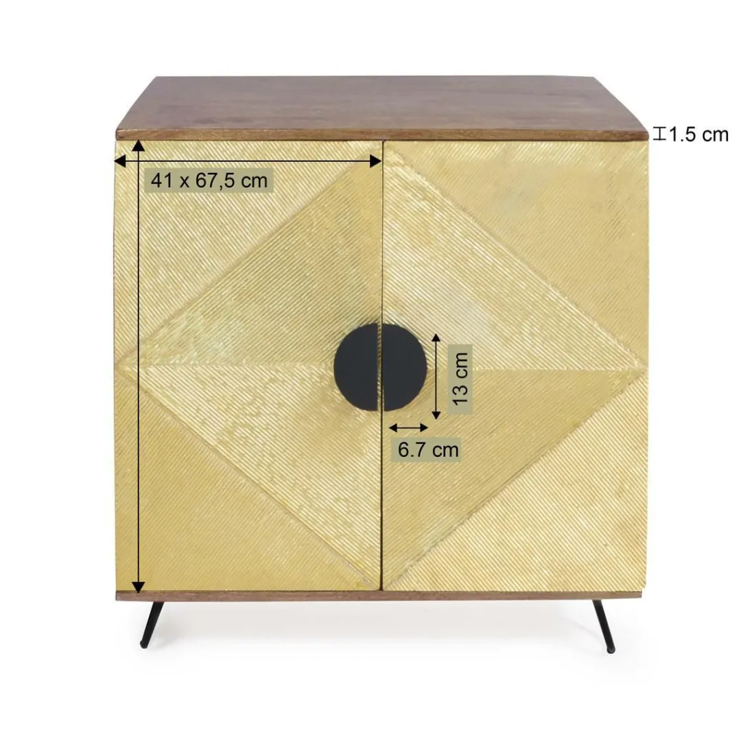 Buffet<Made in Meubles Buffet carré en bois de manguier et feuille de laiton Gisèle