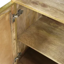 Buffet<Made in Meubles Buffet carré en bois de manguier et feuille de laiton Gisèle