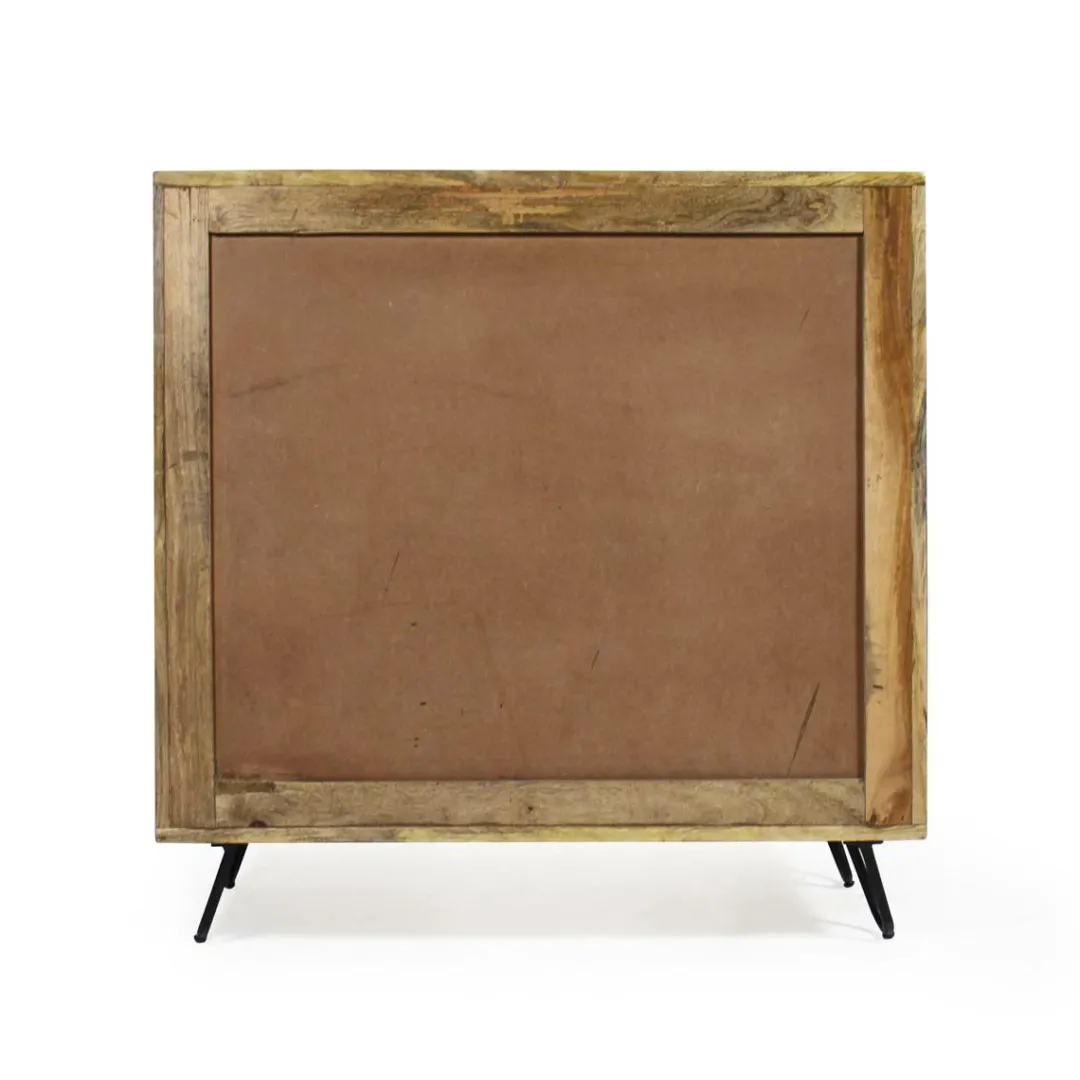 Buffet<Made in Meubles Buffet carré en bois de manguier et feuille de laiton Gisèle