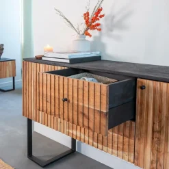 Buffet<Made in Meubles Buffet en bois d'acacia et métal Pippa