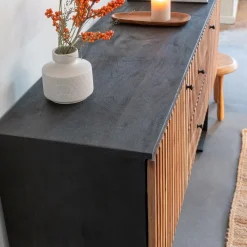 Buffet<Made in Meubles Buffet en bois d'acacia et métal Pippa