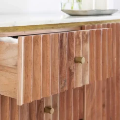 Buffet<Made in Meubles Buffet en bois d'acacia et marbre blanc Judith