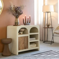 Buffet<Made in Meubles Buffet en bois d'acacia et bois effet béton Dalva