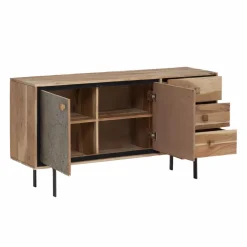 Buffet<Made in Meubles Buffet en bois d'acacia et pierre Côme