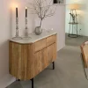Buffet<Made in Meubles Buffet en bois d'acacia et en marbre blanc Rick