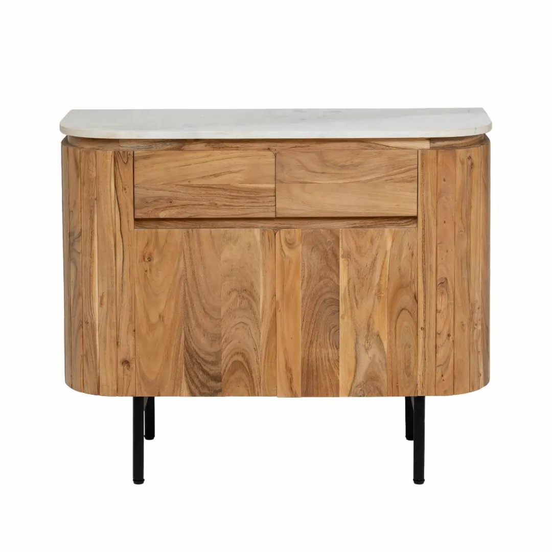 Buffet<Made in Meubles Buffet en bois d'acacia et en marbre blanc Rick