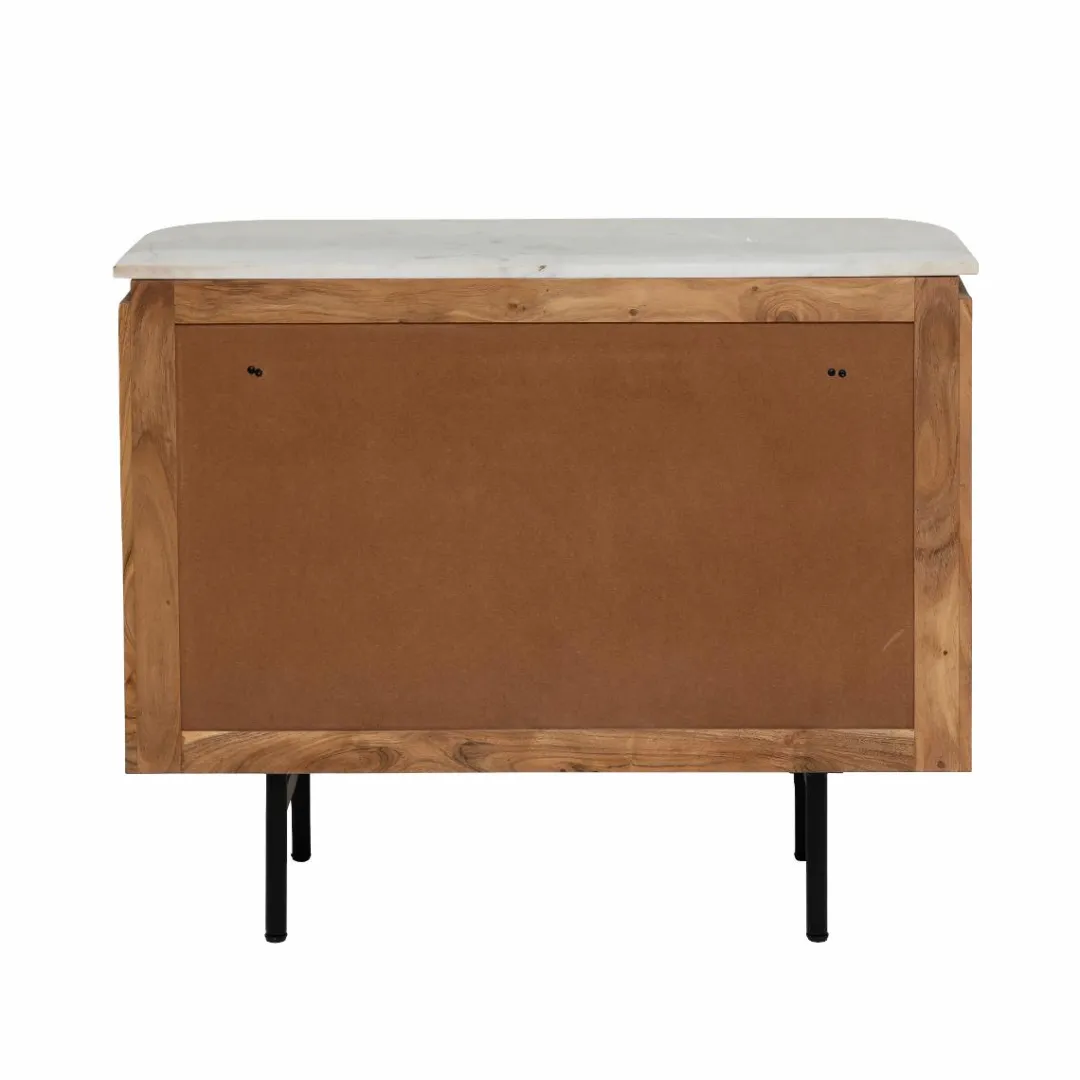 Buffet<Made in Meubles Buffet en bois d'acacia et en marbre blanc Rick