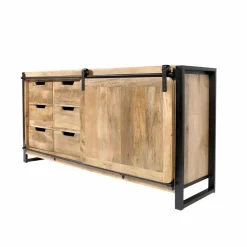 Buffet<Made in Meubles Buffet en bois de manguier avec porte coulissante New-York