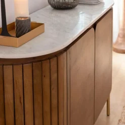 Buffet<Made in Meubles Buffet en bois de manguier et marbre Sienne