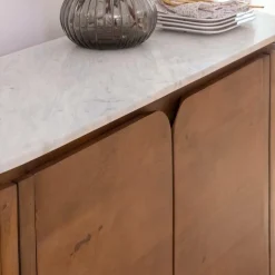 Buffet<Made in Meubles Buffet en bois de manguier et marbre Sienne