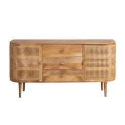 Buffet<Made in Meubles Buffet en bois de manguier et cannage Palma