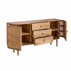 Buffet<Made in Meubles Buffet en bois de manguier et cannage Palma