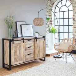 Buffet<Made in Meubles Buffet en bois de manguier New-York