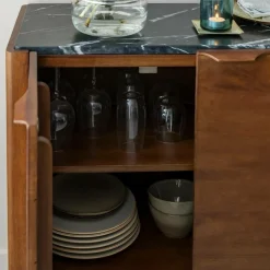 Buffet<Made in Meubles Buffet en bois de manguier et marbre noir Roch