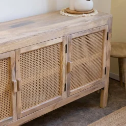 Buffet<Made in Meubles Buffet en bois de manguier et cannage Julietta