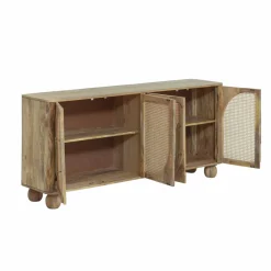 Buffet<Made in Meubles Buffet en bois de manguier et cannage Thora