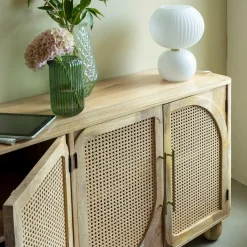 Buffet<Made in Meubles Buffet en bois de manguier et cannage Thora