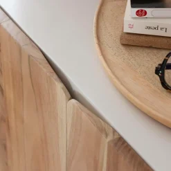 Buffet<Made in Meubles Buffet en bois de manguier blanchi et portes en acacia Mary