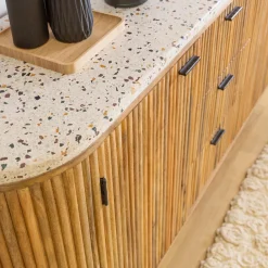 Buffet<Made in Meubles Buffet en bois de manguier et terrazzo Ambrine