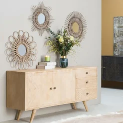 Buffet<Made in Meubles Buffet en bois de manguier blanchi Kamila