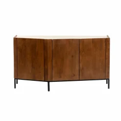 Buffet<Made in Meubles Buffet en bois de manguier et travertin Azure