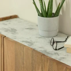 Buffet<Made in Meubles Buffet en bois de manguier et marbre Adler