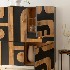 Buffet<Made in Meubles Buffet en bois de manguier et métal Colombine