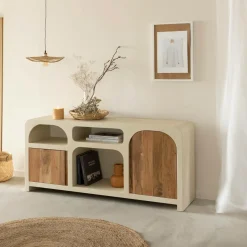 Buffet<Made in Meubles Buffet en bois effet béton et bois d'acacia Dalva